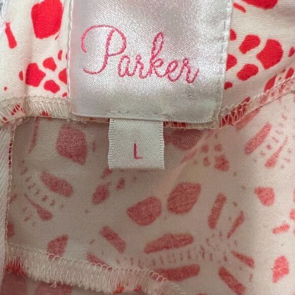 Parker Red and White Lace Design Full Back Zip Skater Skirt Size L - Picture 4 of 5